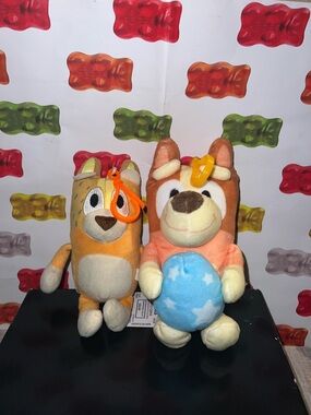 Plush key chainToy with Blue Star Ball - Orange/Brown bingo